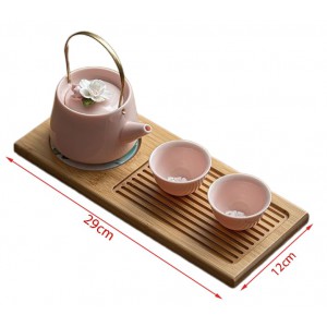 Bộ ấm chén trà sứ cao cấp kèm khay gỗ 012