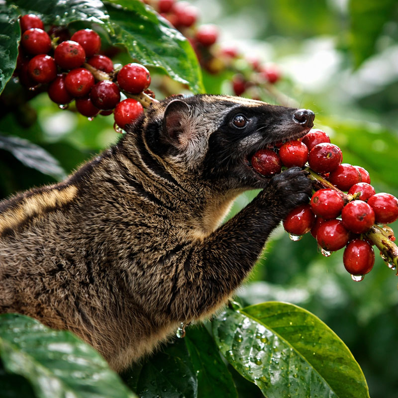 Chỉ những trái cà phê Arabica chín nhất, chất lượng nhất mới cho chồn ăn