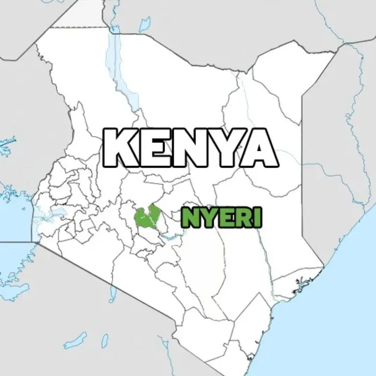 Bản đồ vùng trồng cà phê Kenya Nyeri